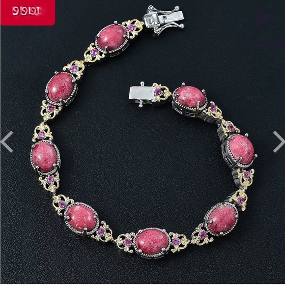 Norwegian Thulite Garnet Bracelet - Picture 11 of 12